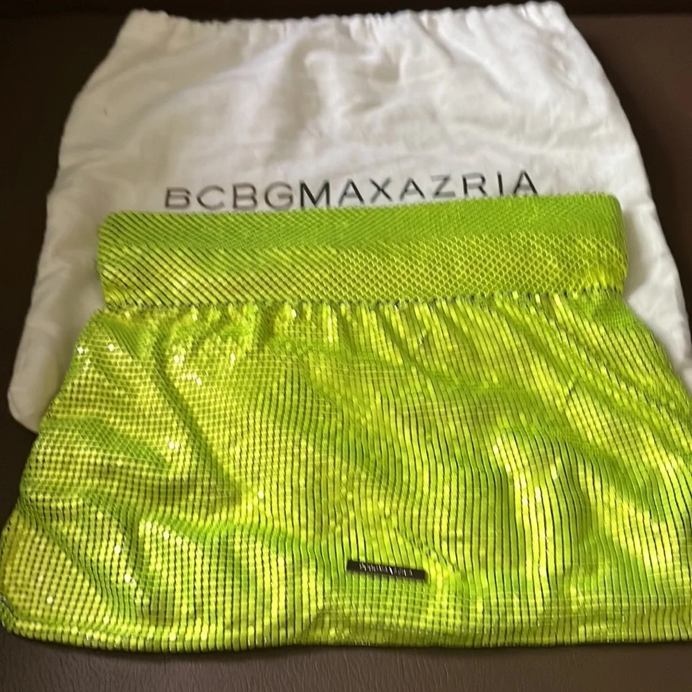 BCBG Neon Lime Mesh Foldover Clutch